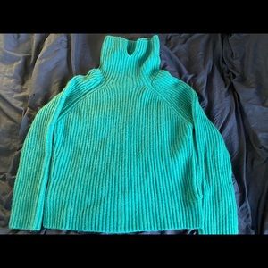 Lewit Turtleneck Cashmere Ribbed Teal Sweater